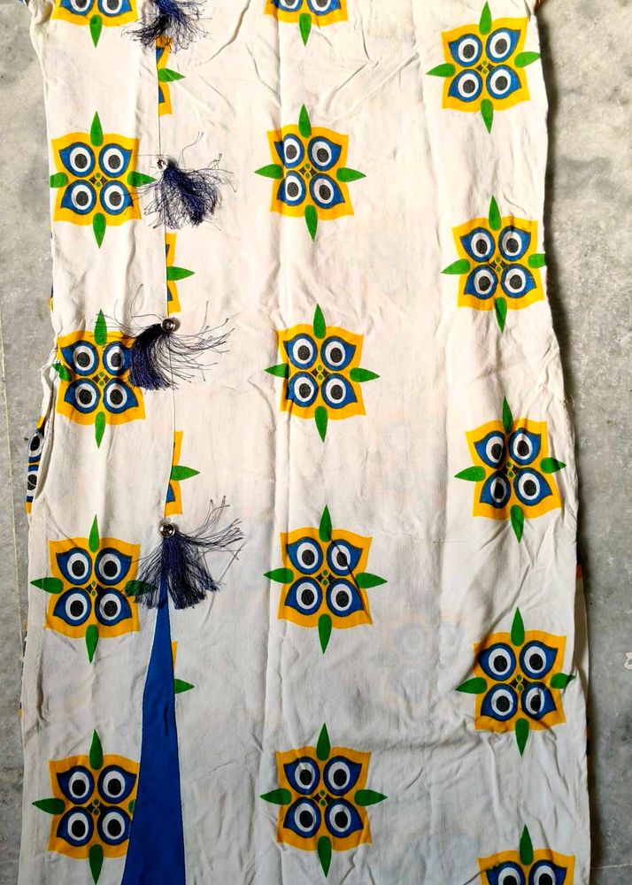 Floral Print Kurti with Tassels