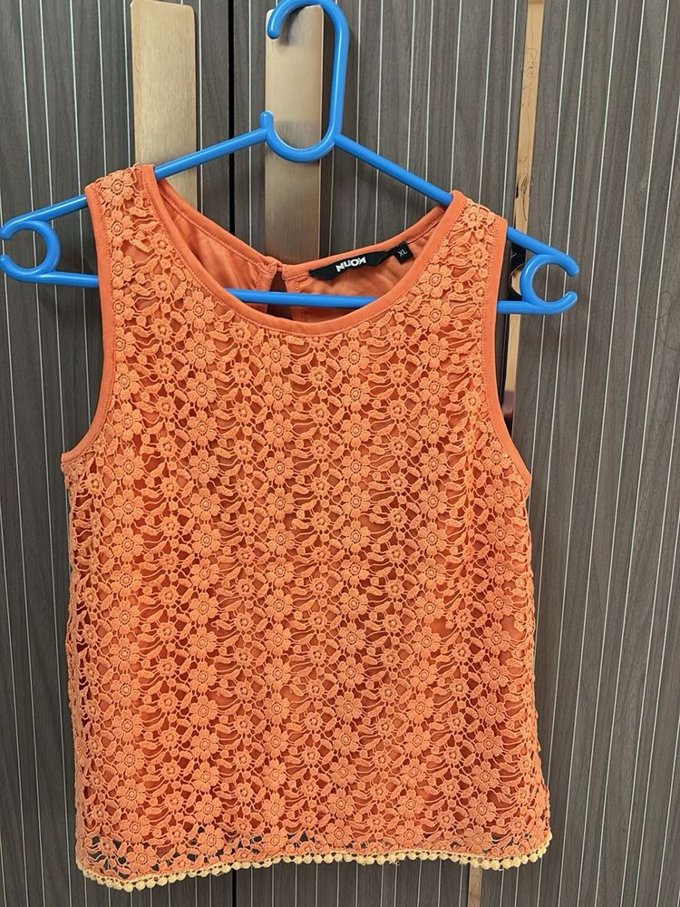 Cute Orange Lace Tank Top