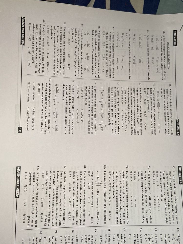 NEET Physics Kinematic Questions