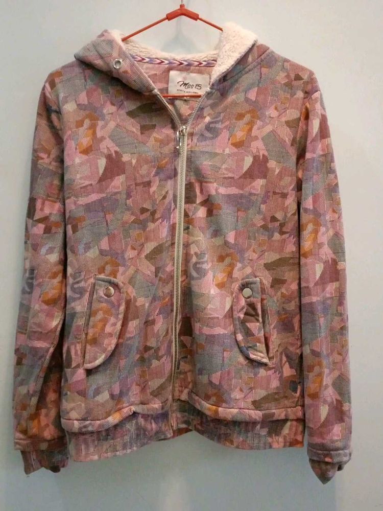 Patterned Zip-Up Hoodie
