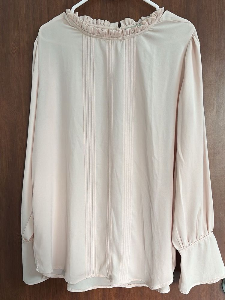Blush Ruffle Neck Blouse