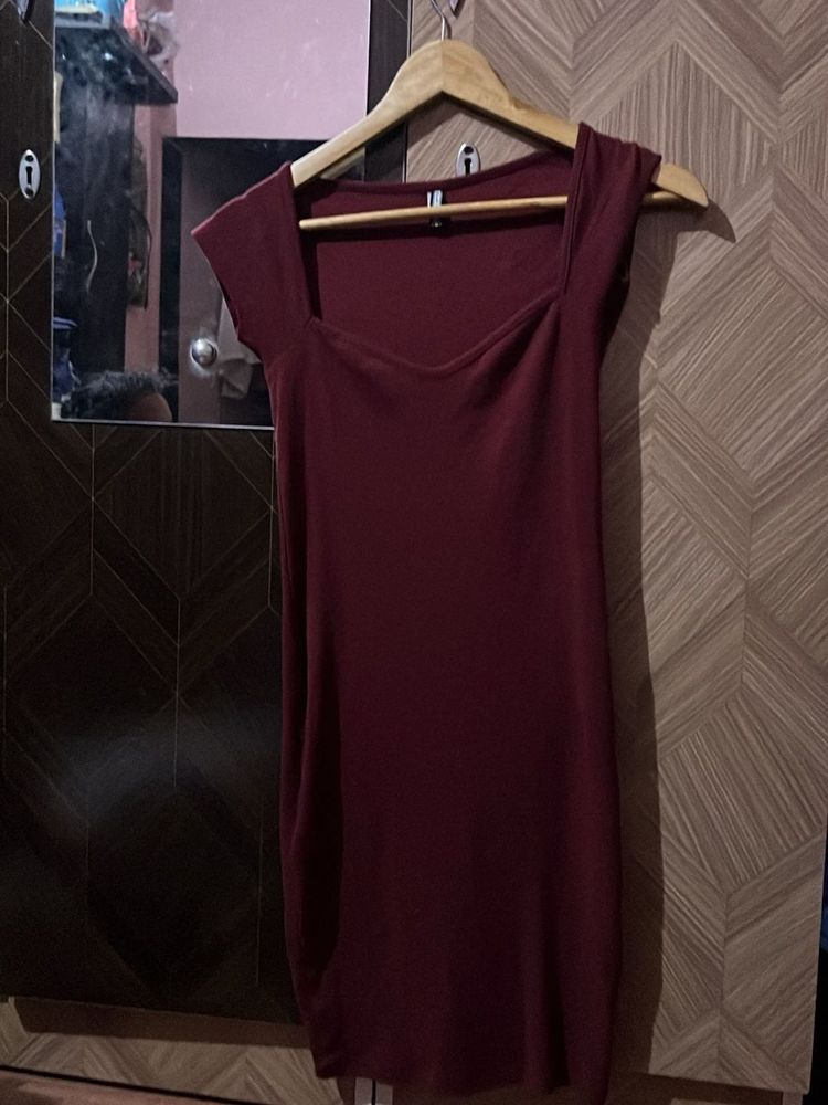 Burgundy Bodycon Mini Dress