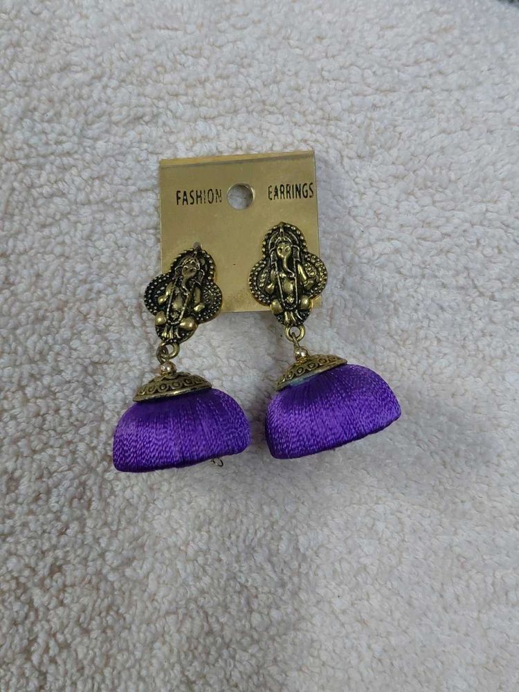 Jhumka Earrings Violet Purple