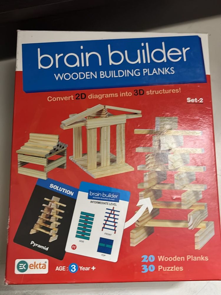 Brain Builder Wooden Building Plank Toy