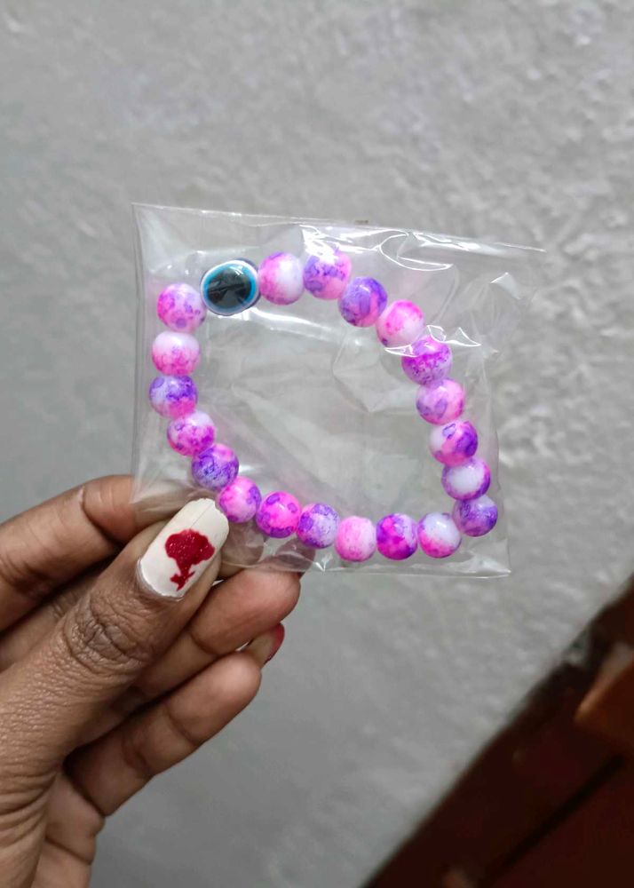 Pink &amp; Purple Marble Bead Bracelet