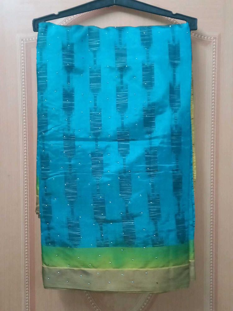 Bluish Seagreen Saree With Stitched Blouse