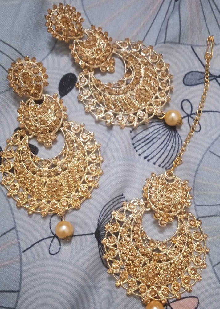 Gold Tone Indian Jewelry Set