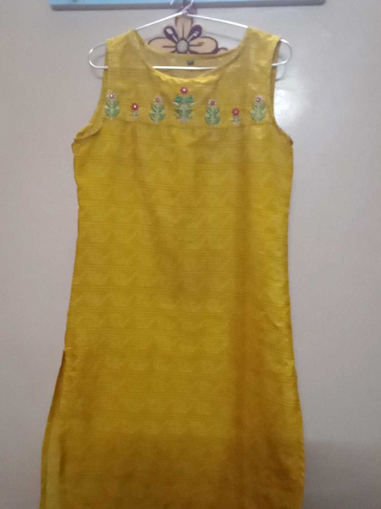 Yellow Embroidered Kurta