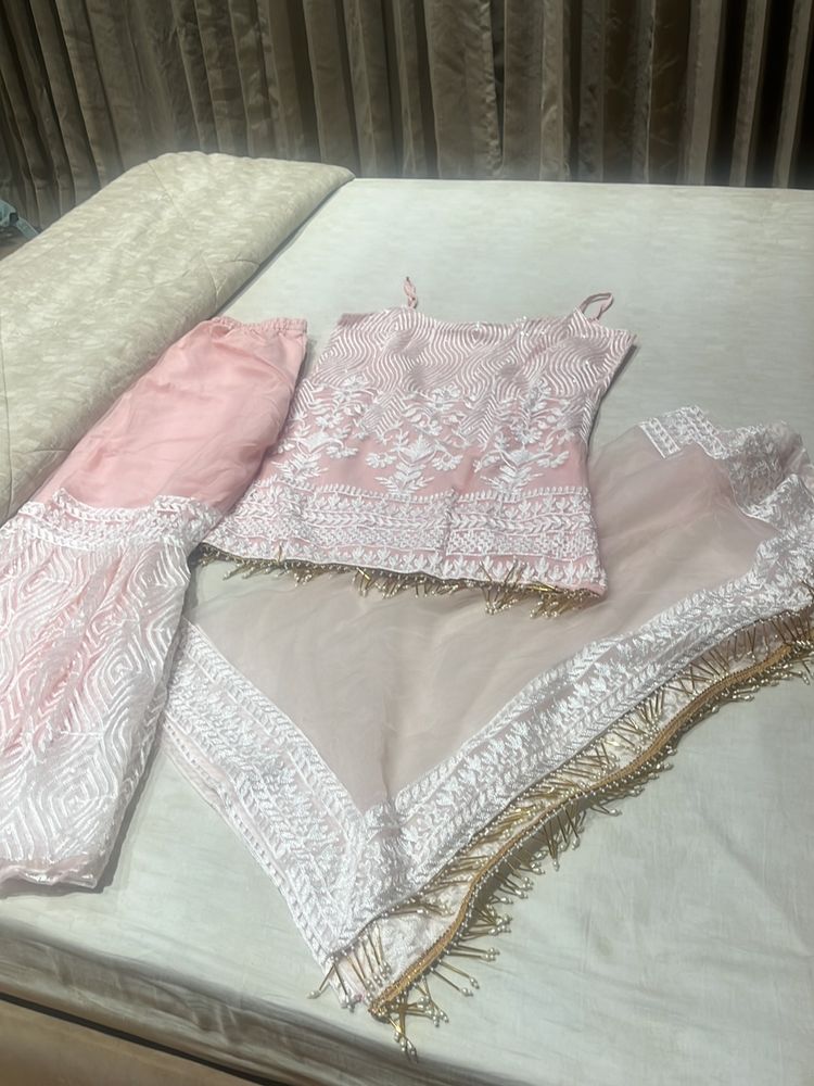 Pink Embroidered 3-Piece Suit