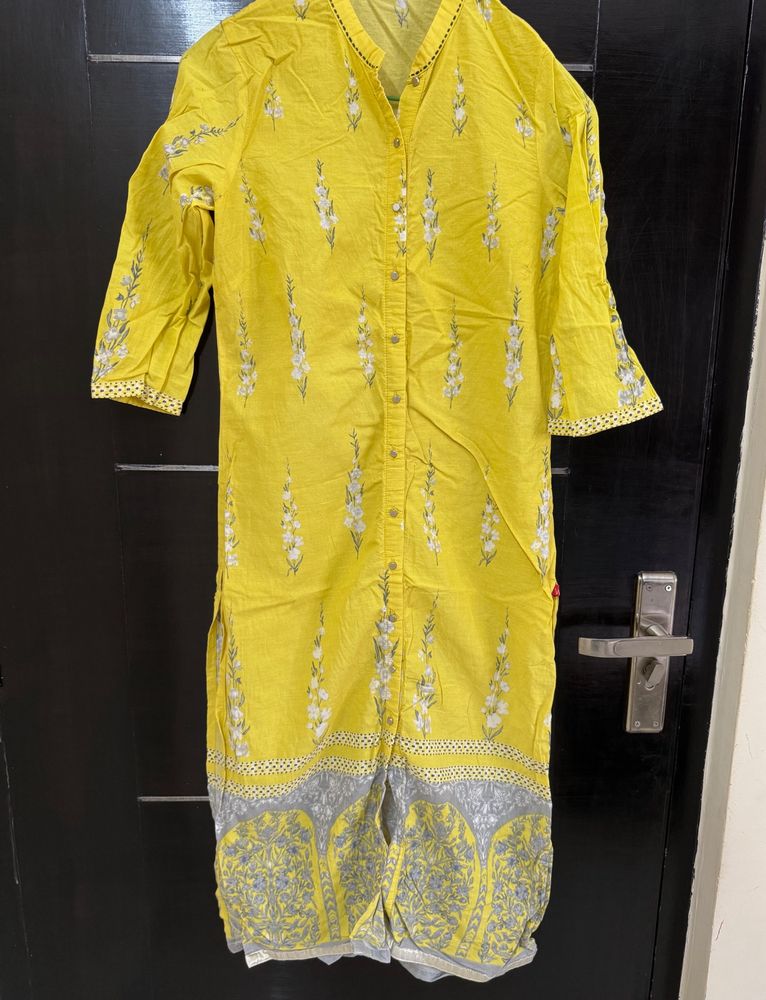 Beautiful formal lemon yellow kurta from W