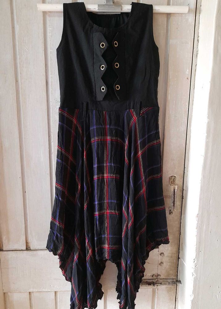 Unique Plaid &amp; Black Dress