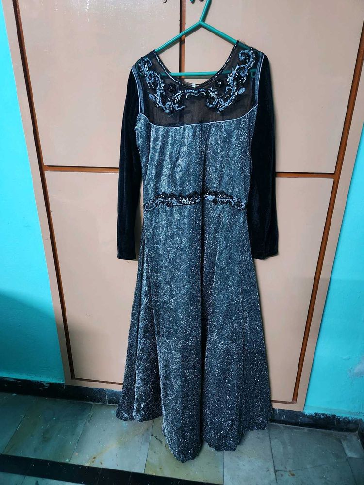 Party Wear Glitter Full Length Frock