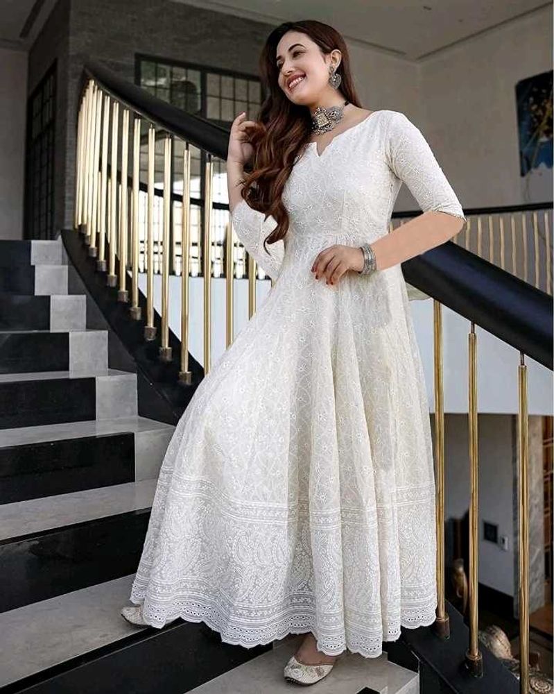 Elegant White Ethnic Gown