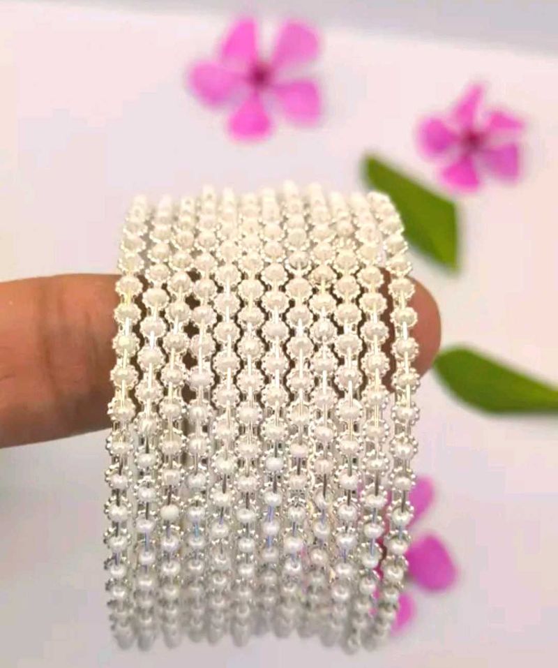 Sparkling White Bangles