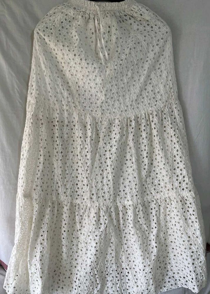 White Eyelet Maxi Skirt For Women