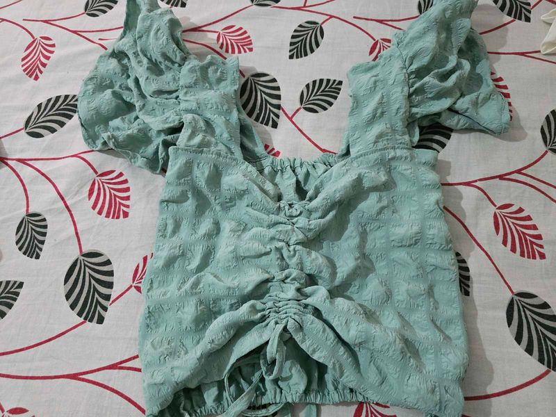 Mint Green Ruched Crop Top
