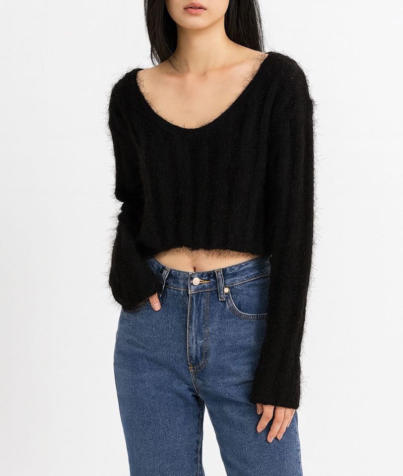 Black Fuzzy Knit Sweater