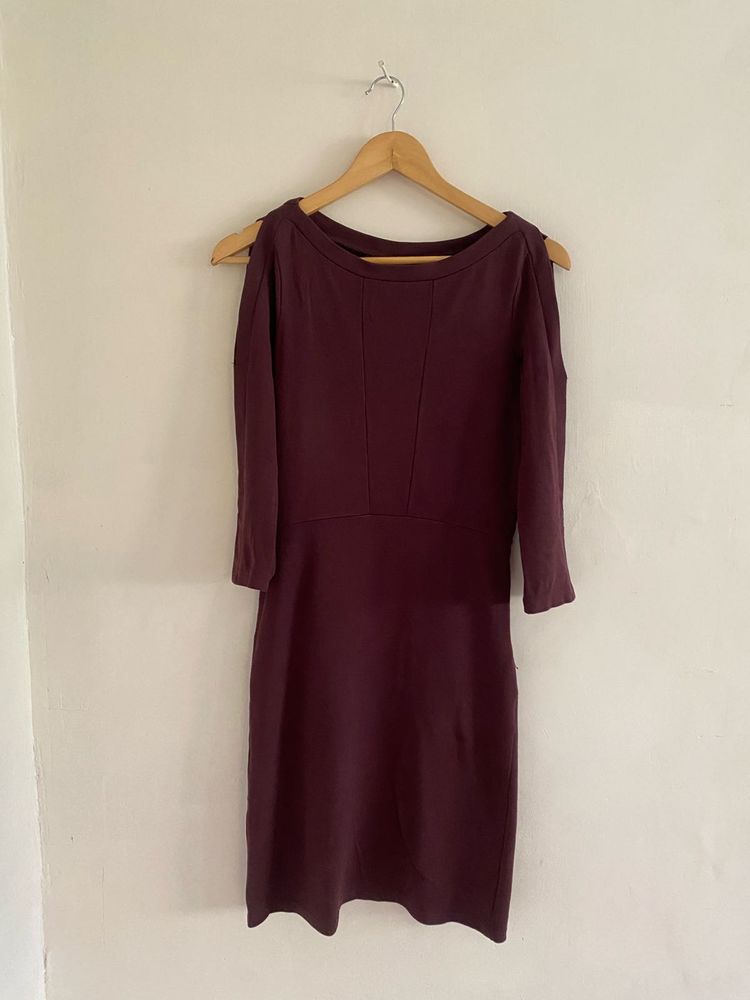 Burgundy Cold Shoulder Dress