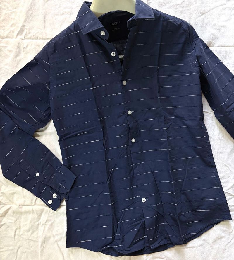Men&#39;s Navy Blue Striped Shirt – CODE by Lifestyle