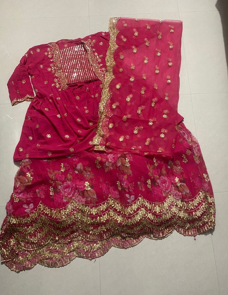 Full kaarigaari Pink Lehenga