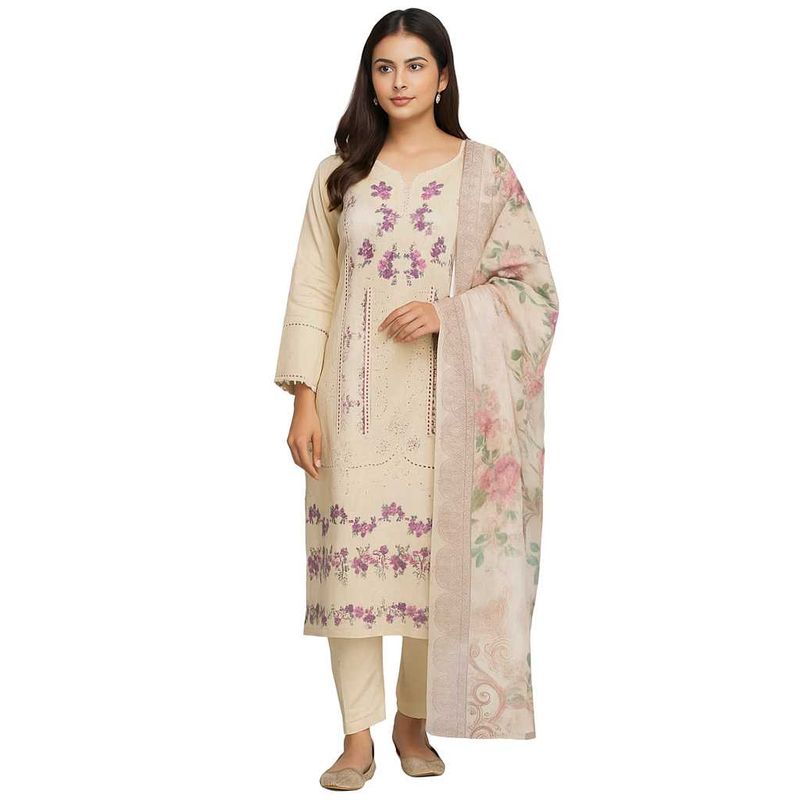 Floral Embroidered Salwar Kameez With Dupatta