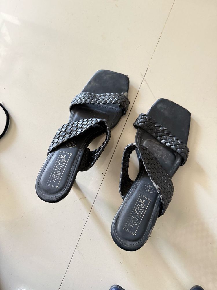 Truffle Collection Black Woven Heels - Size 9