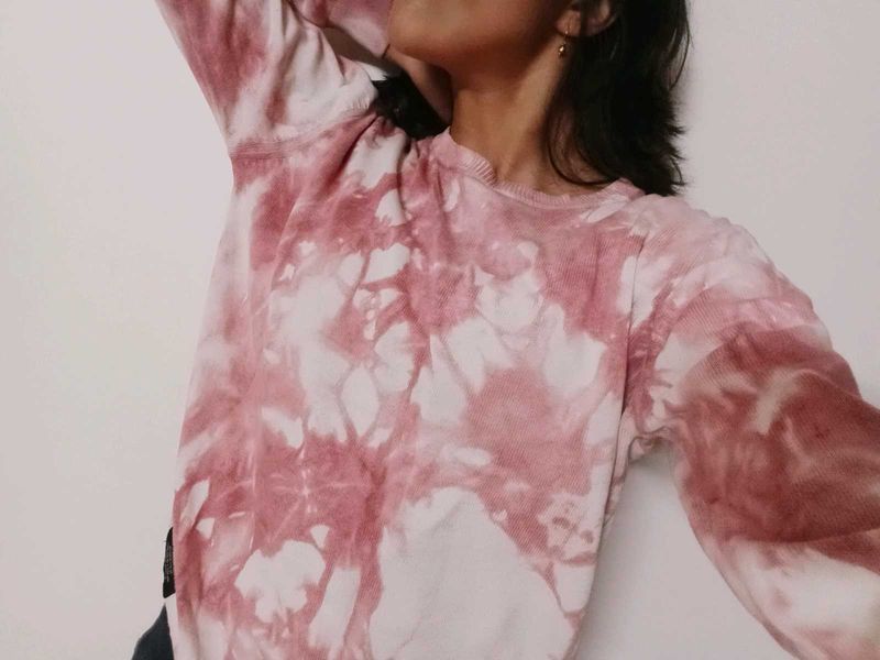 Pink And White Tie&amp;Dye Sweatshirt