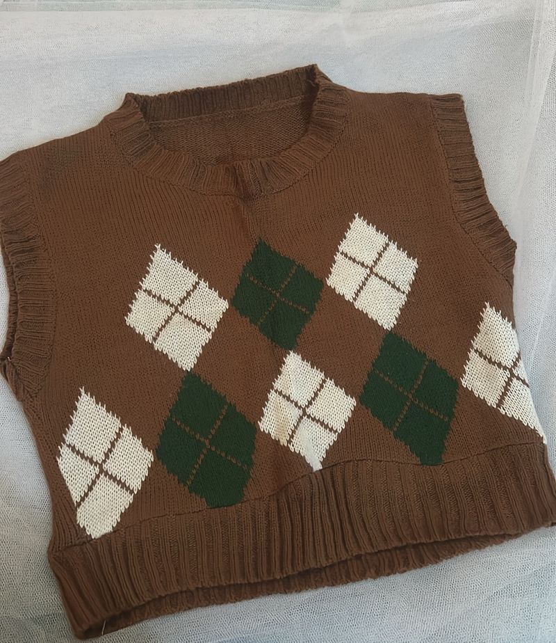 Argyle Knit Sweater Vest