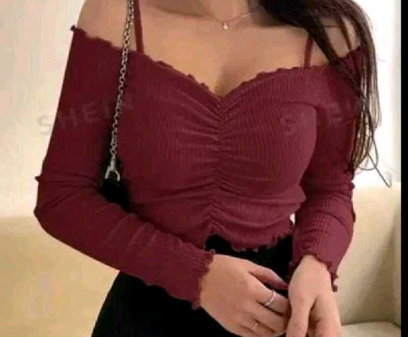Burgundy Off-Shoulder Top