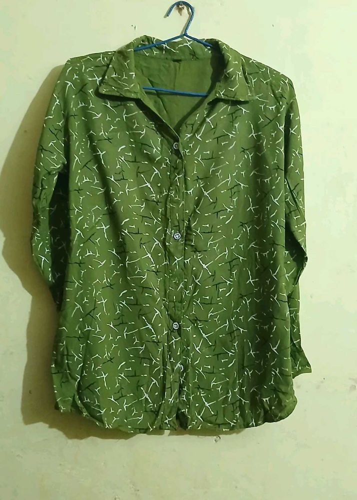 Green Printed Casual Shirt