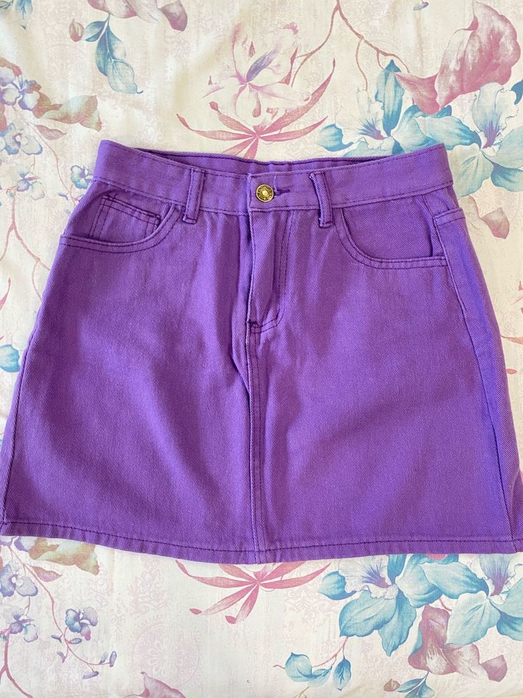Vintage Purple Denim Mini Skirt