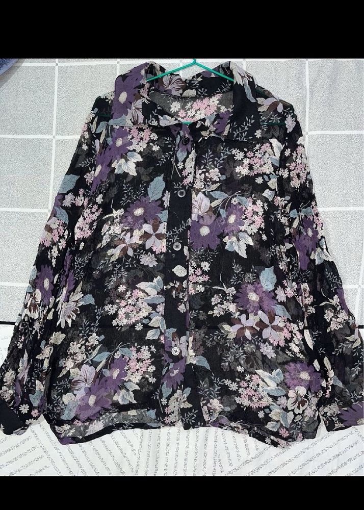Floral mesh shirt
