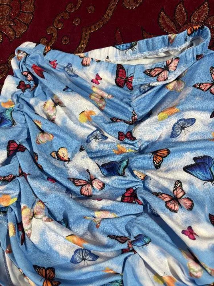 Butterfly Print Mini Skirt