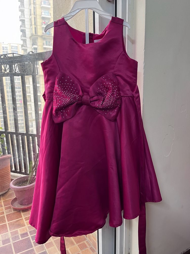 Hopscotch Pink Frock Sleevess For 2-4 Year