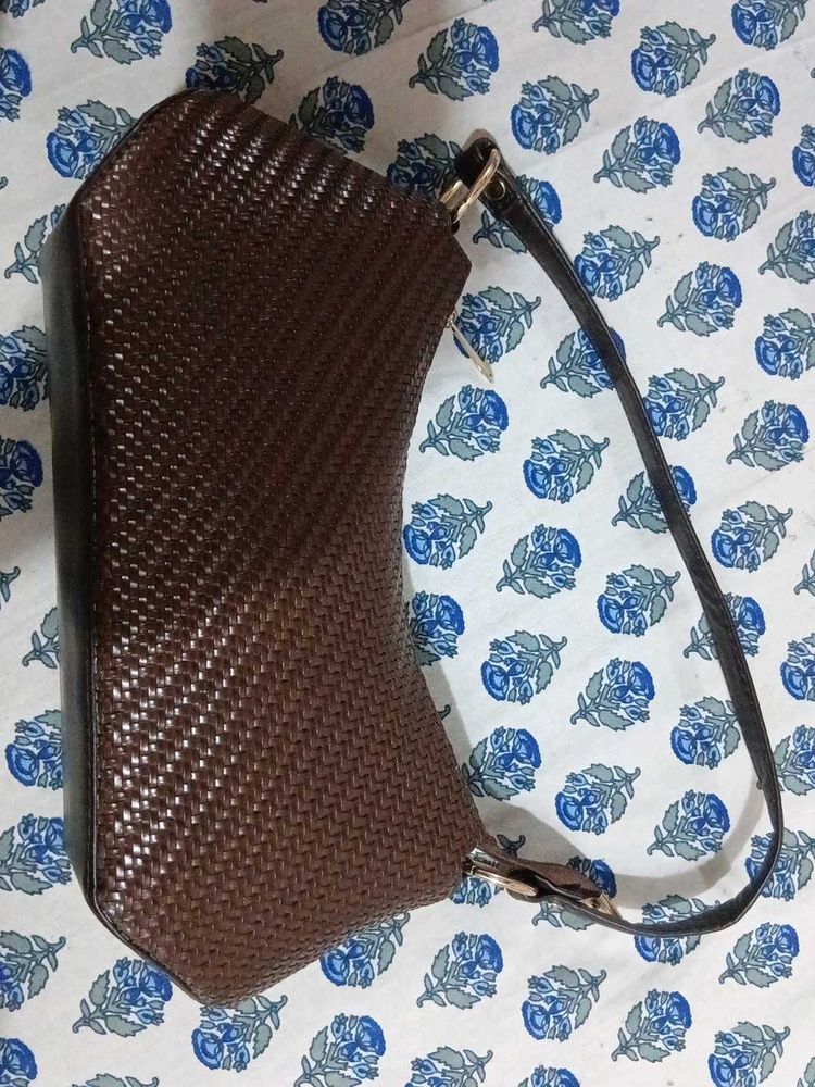Brown Woven Shoulder Bag