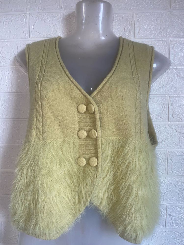 Cute Fuzzy Button Vest