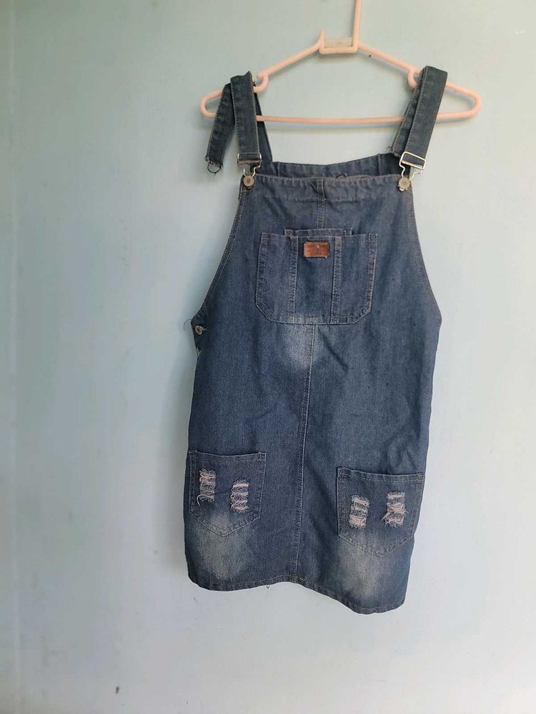 denim dungaree dress