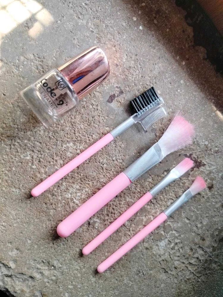 Nail paint Top Coat And Makeup Brush 🖌️