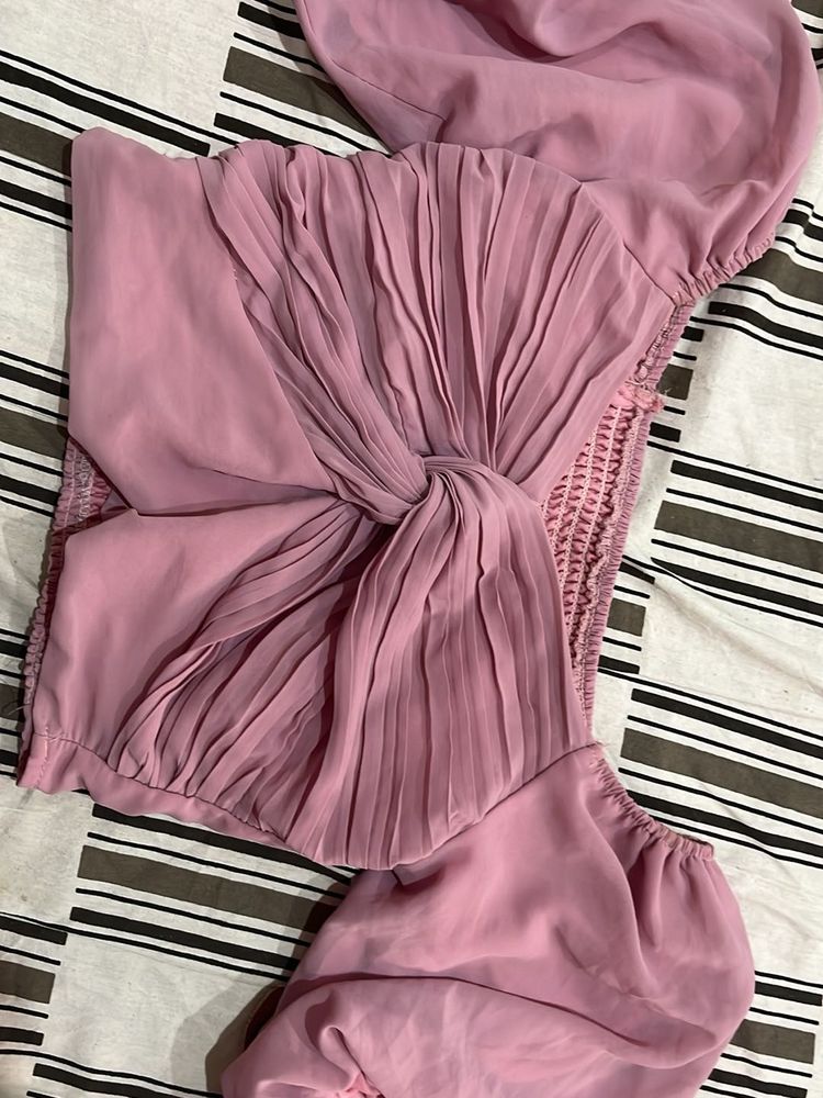 Chic Pink Pleated Top