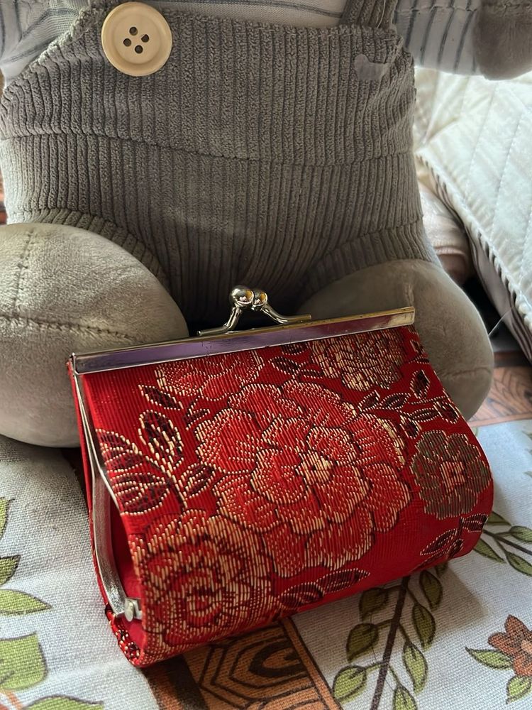 Red Floral Clutch