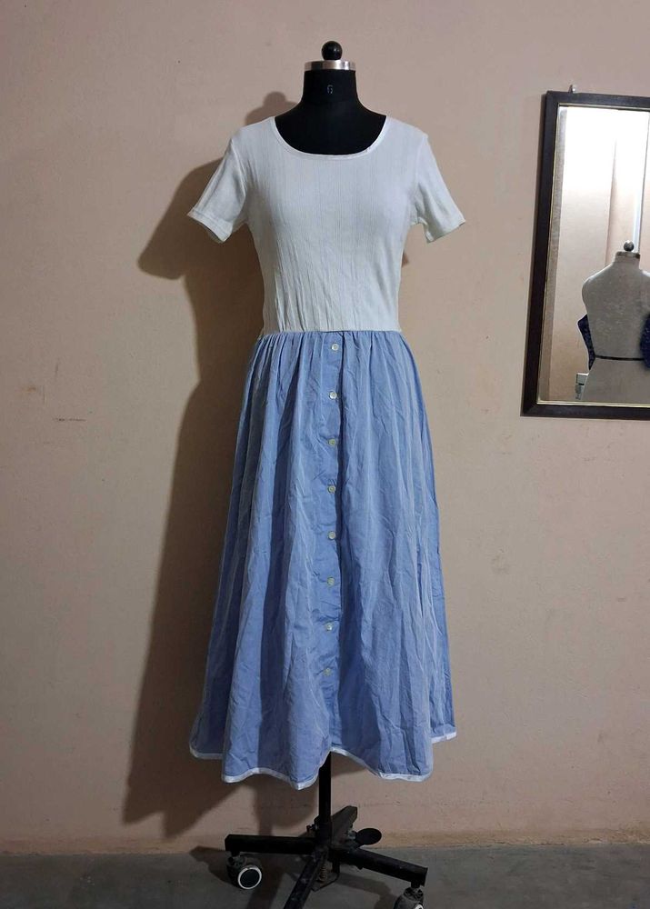 Two-Tone Button Down Midi Dress
