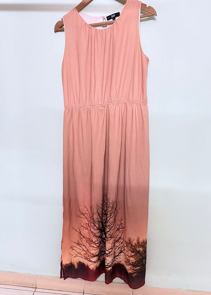 Peach Sleeveless Midi Dress