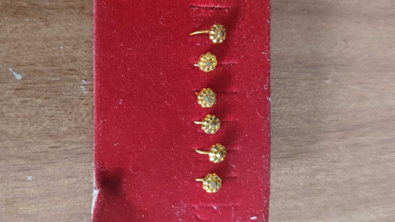 Gold And Colorful Nose Pins ( Set of 12)