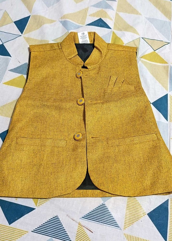 Stylish Yellow WaistCoat For Kid 2-4 Year