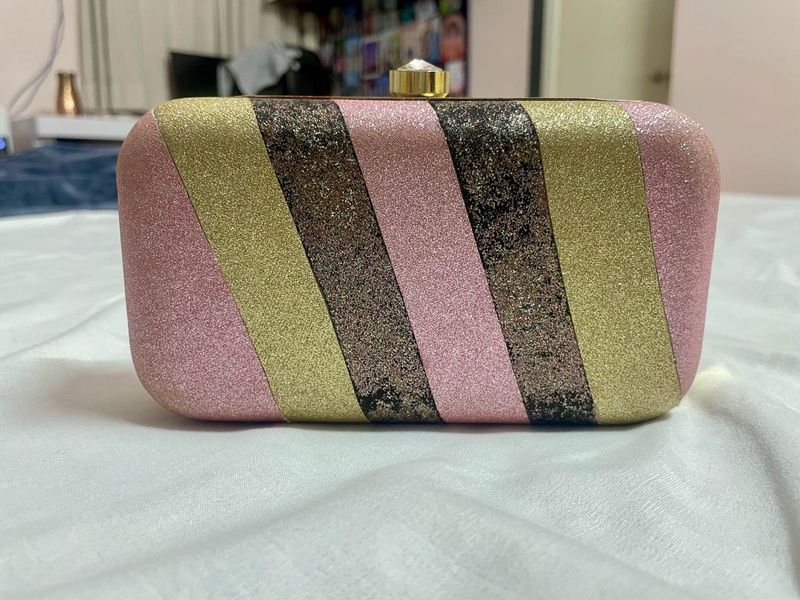 Sparkly glitter Striped Clutch for wedding