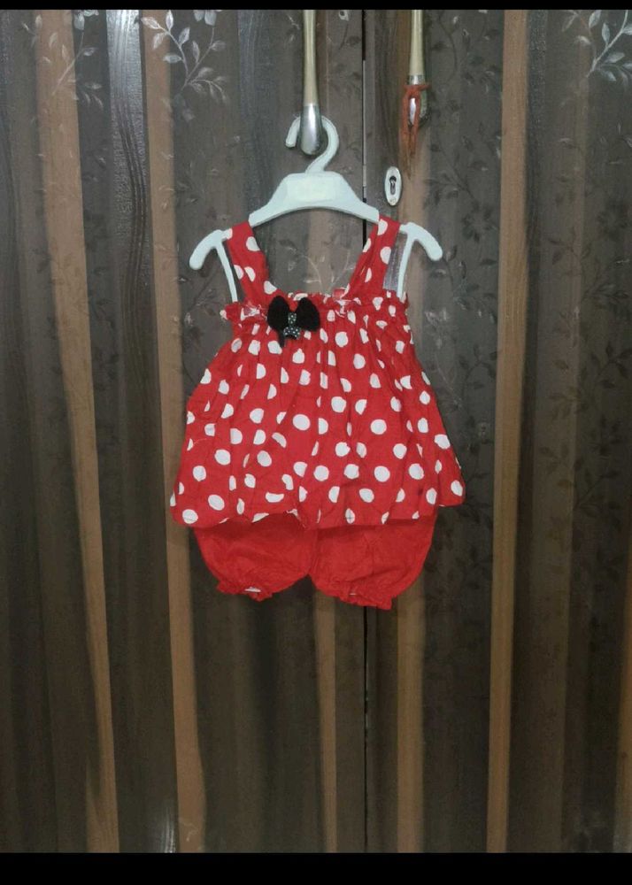 Red Baby Girls Top And Pant Set