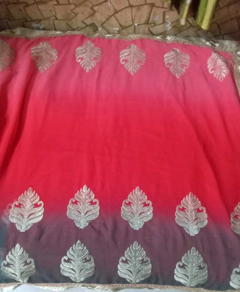 Elegant Red &amp; Black Saree