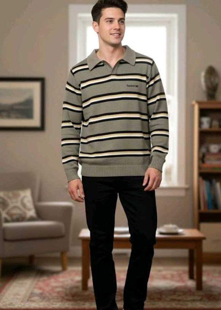 Reebok Striped Collared Sweater