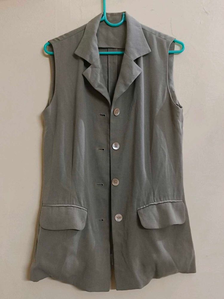 Vintage Olive Green Sleeveless Blazer