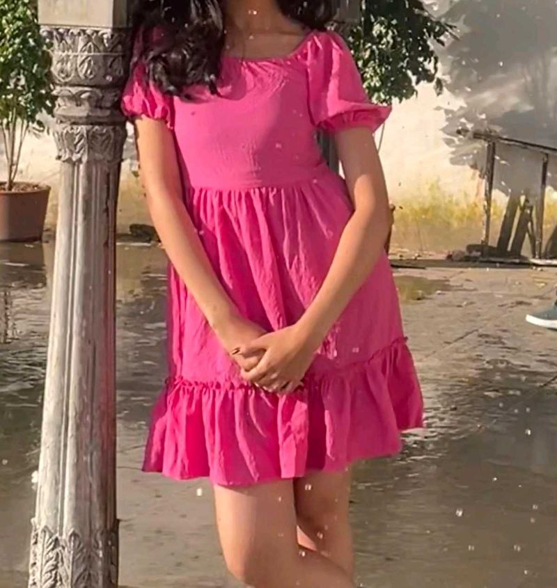 Pink Ruffle Mini summer Dress